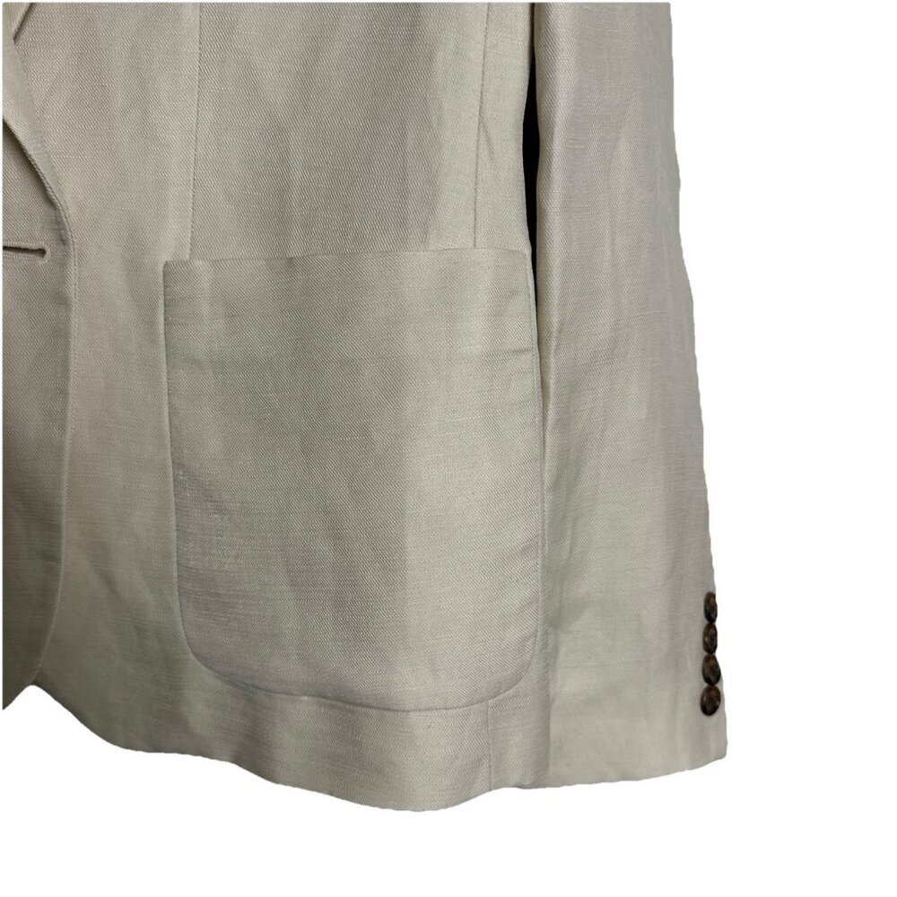 Ralph Lauren Women's Blazer Linen Blend Twill Size 8 Beige Pockets Office Jacket - Picture 5 of 15